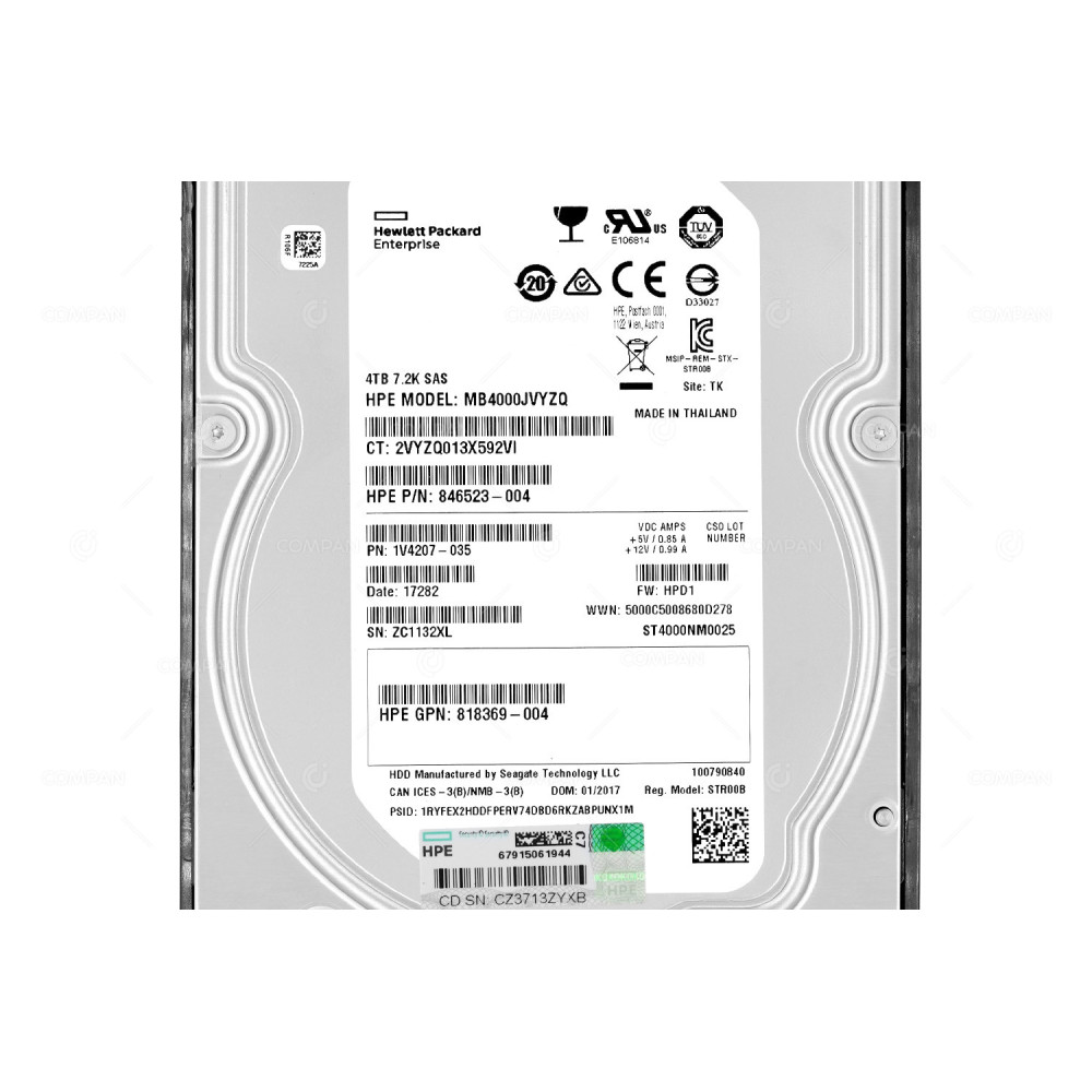 819079-001 HP HDD 4TB 7.2K SAS 12G 3.5" LFF FOR PROLIANT G8 G9 G10